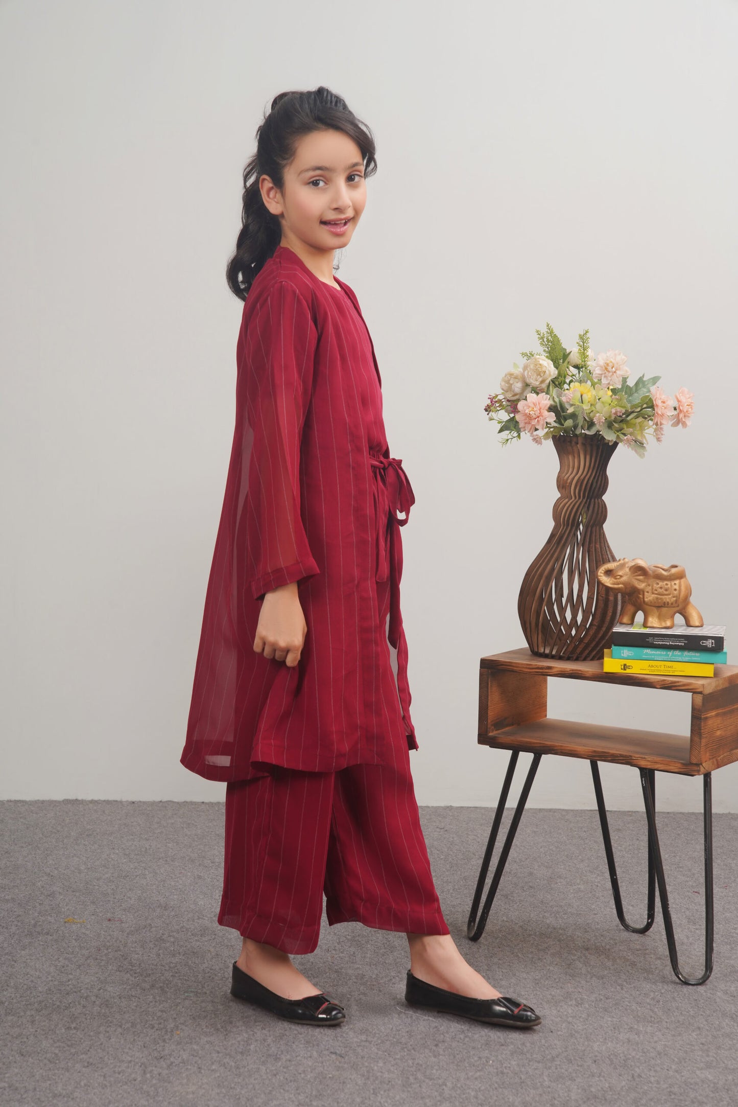 Girls Gown Maroon.3pc